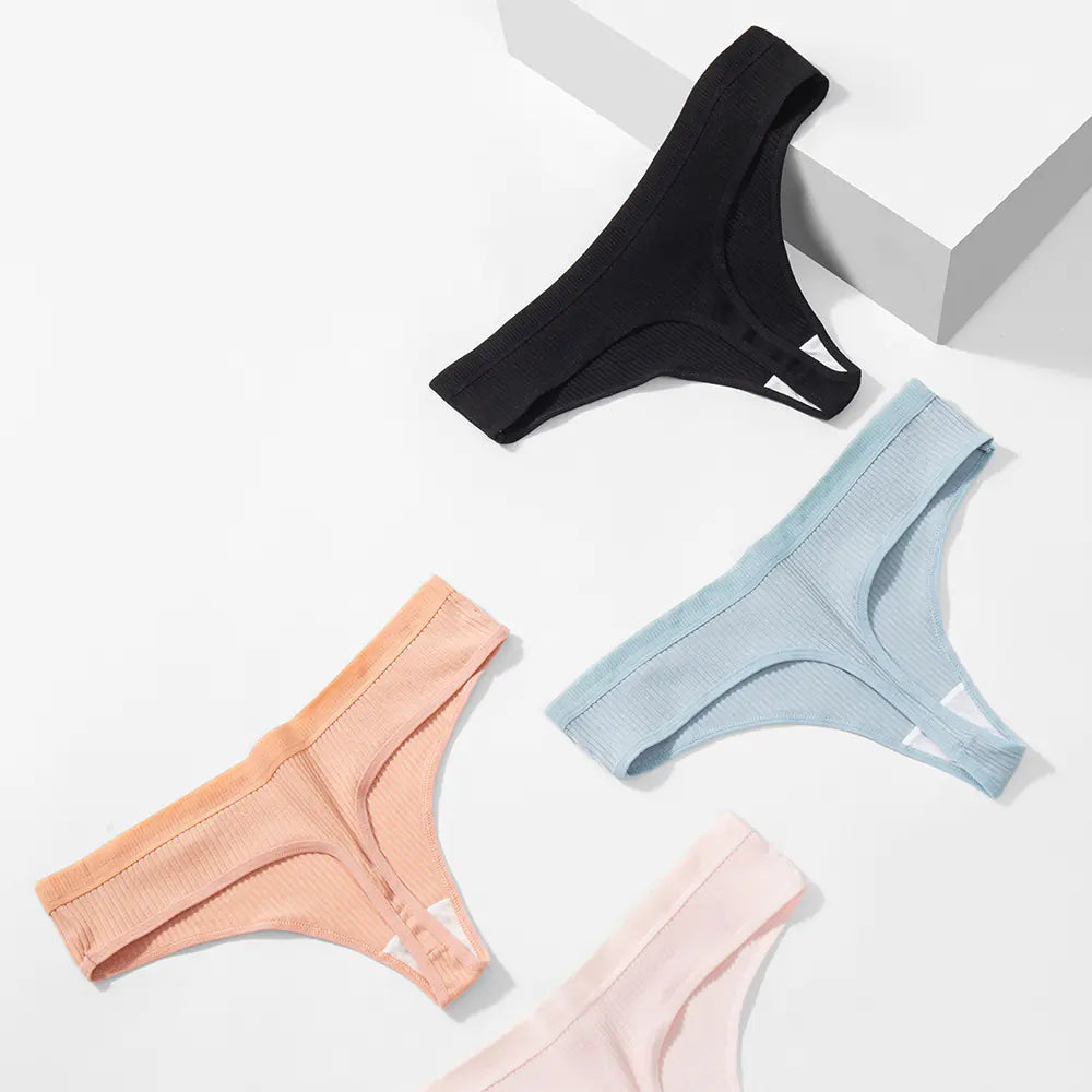 Trendy Solid Color Breathable Low Waist Women's Thongs JahSonFire