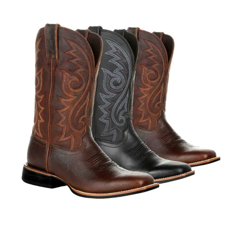 Big Wide Head Western Cowboy Boots JahSonFire