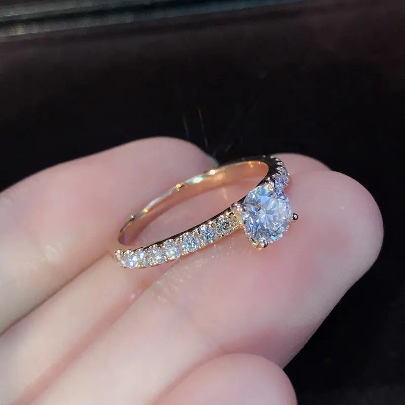 Minimalist Electroplated Diamond Simulated Wedding Rings JahSonFire