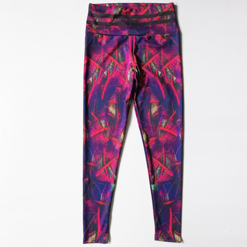 Leaf Print Yoga Leggings for Fitness and Exercise