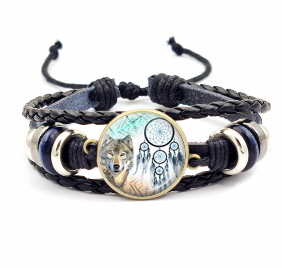 Dreamcatcher Bracelet, Woven Bronze Wolf Bracelet