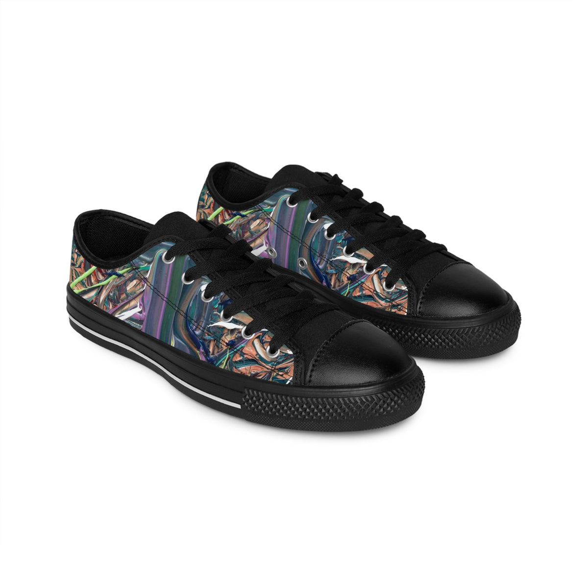 Abstract Floral Low-Top Sneakers for Women — Colorful Garden Print
