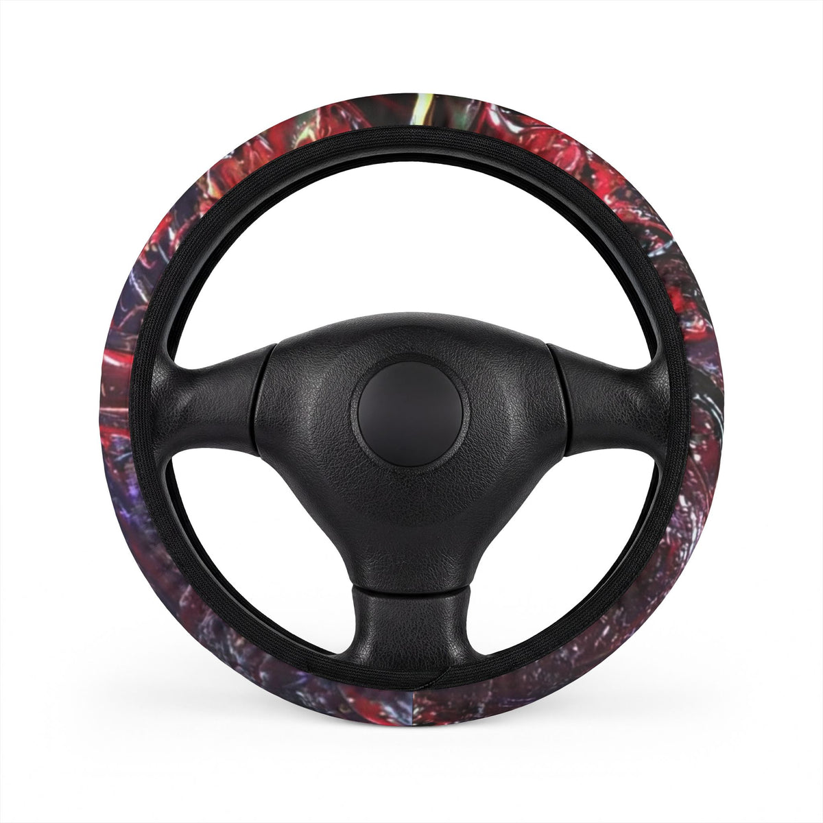 Steering Wheel Cover — Red Galaxy Pattern, Soft Grip Car Accessory