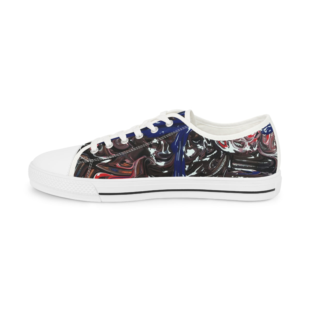 Low Top Sneakers — Dark Abstract Skull Graphic Men’s Canvas Shoes