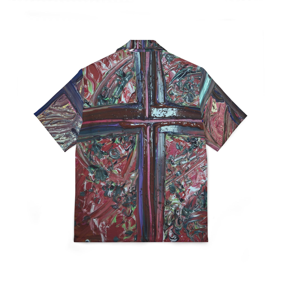 Abstract Cross Hawaiian Shirt — Men's Artistic Camp Button-Up