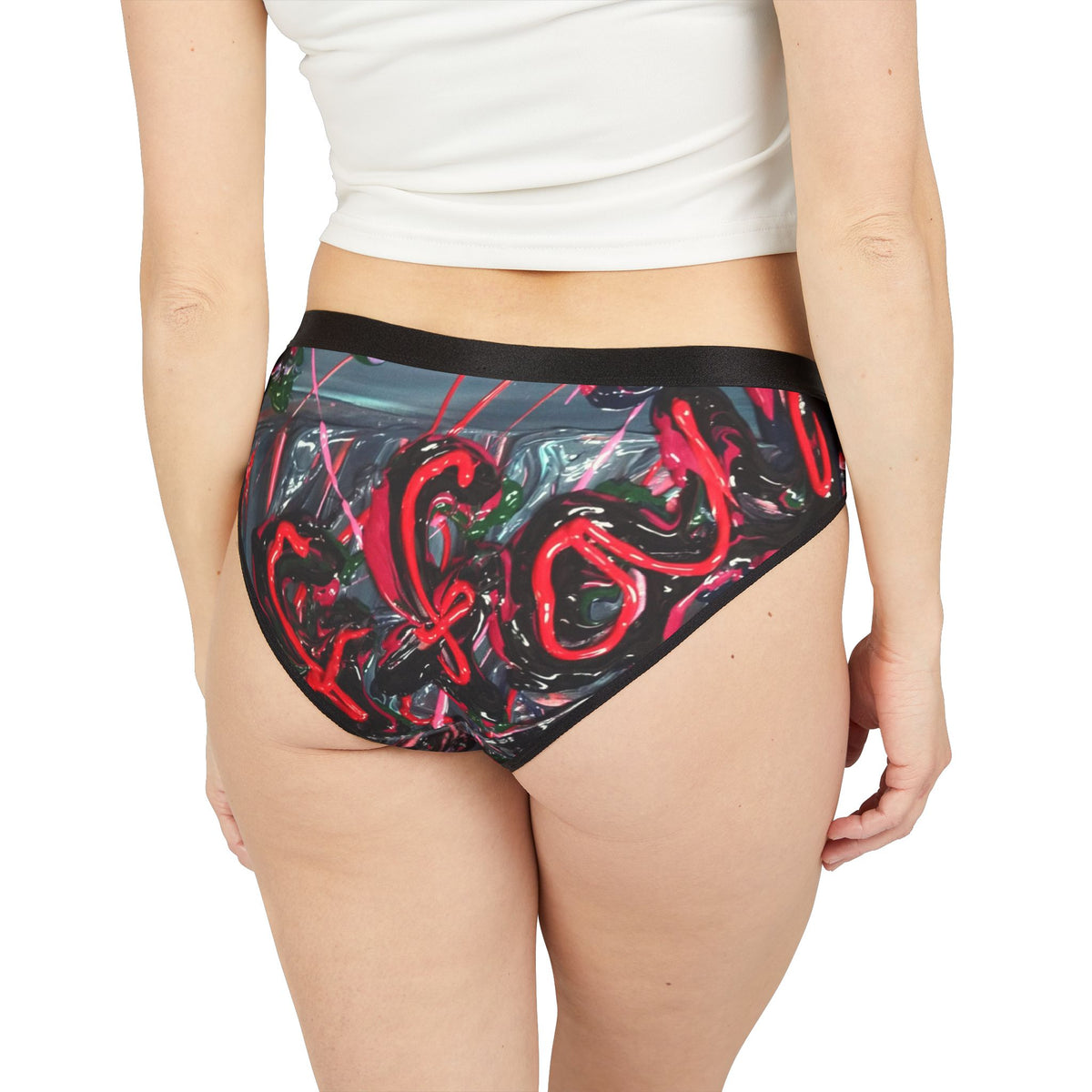 Neon Graffiti Women’s Bikini Briefs — Vibrant Abstract Underwear