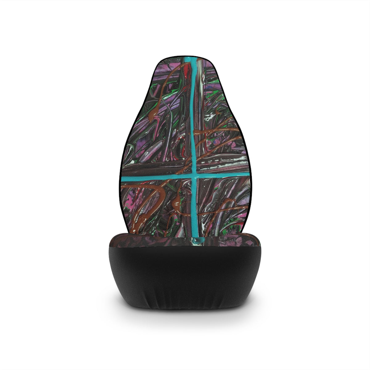 Abstract Cross Car Seat Covers — Colorful Drip Paint Front Seat Protector