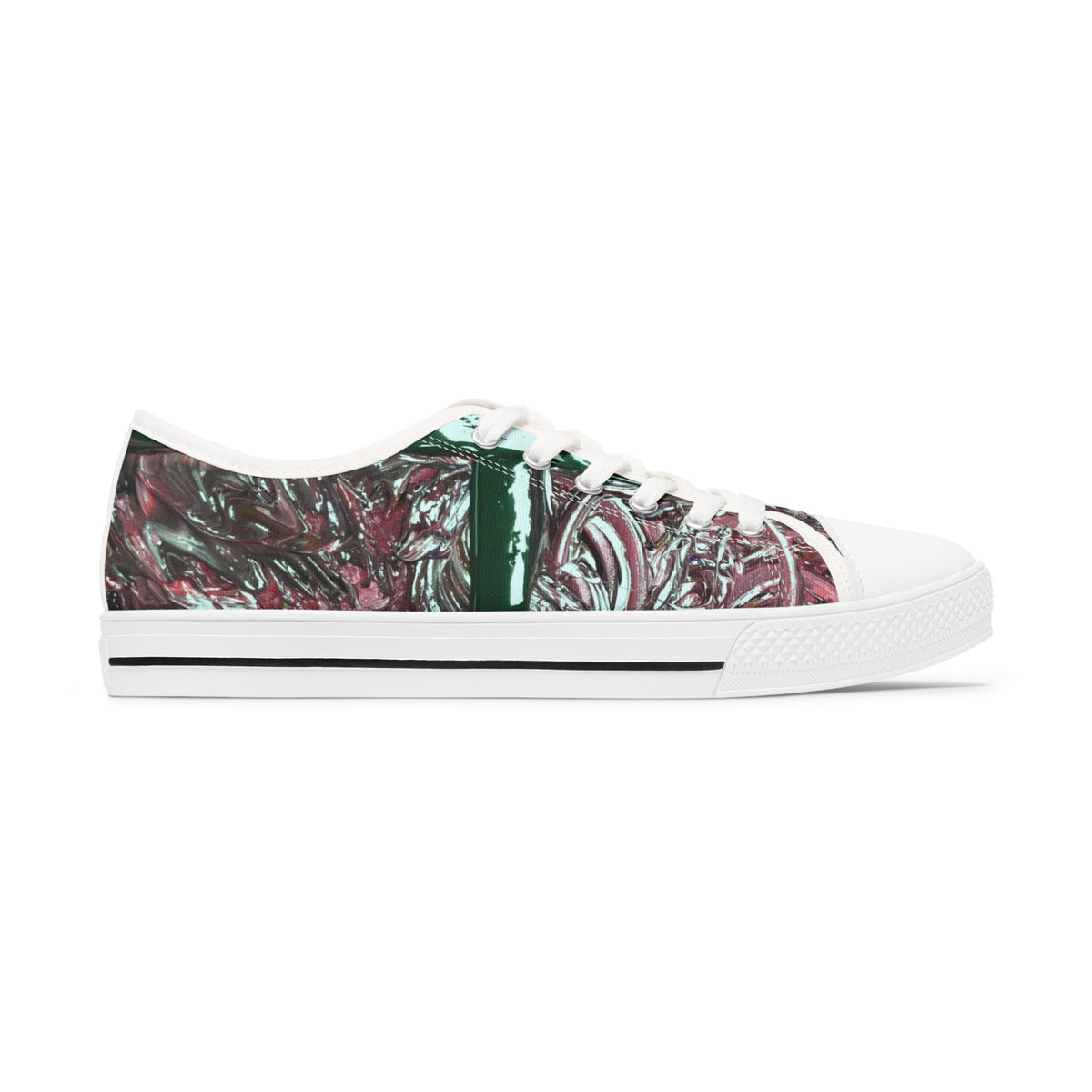 Low Top Sneakers — Abstract Marbled Green & Pink Pattern