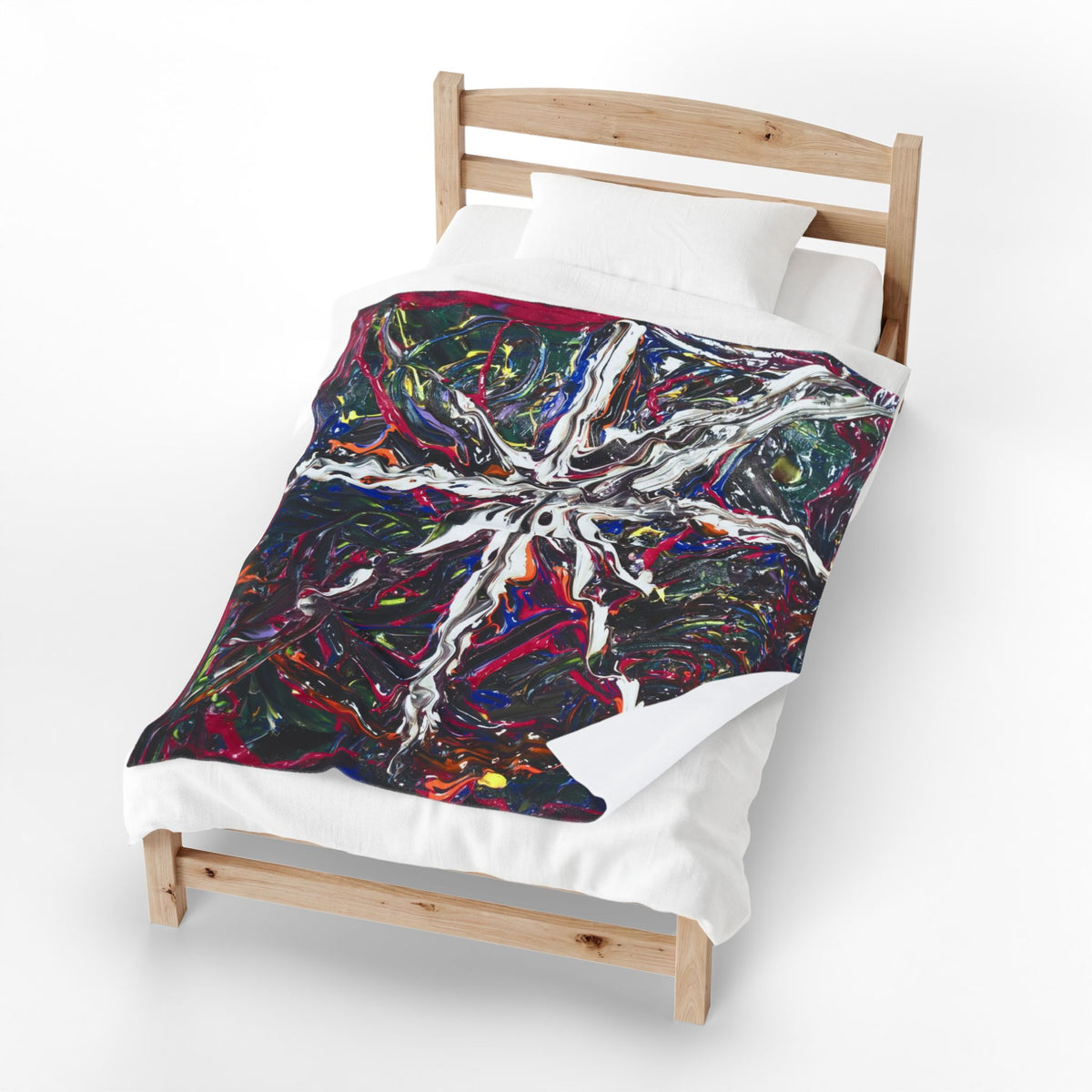 Velveteen Plush Blanket — Abstract Starburst Paint Design, Cozy Artistic Throw for Living Room & Gifts