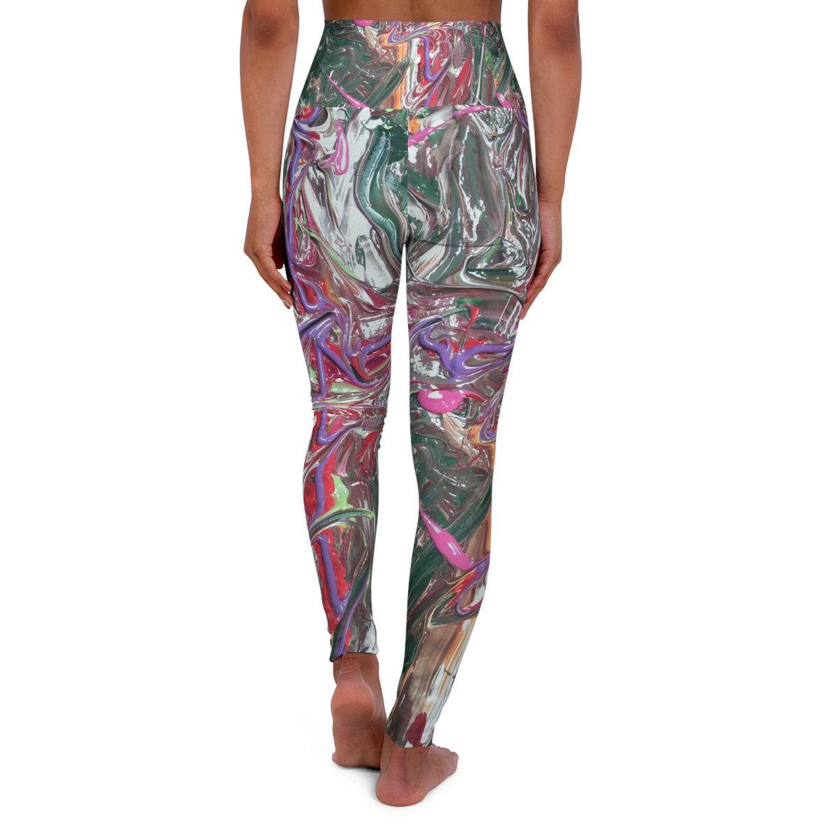 Marbled Abstract High-Waist Yoga Leggings