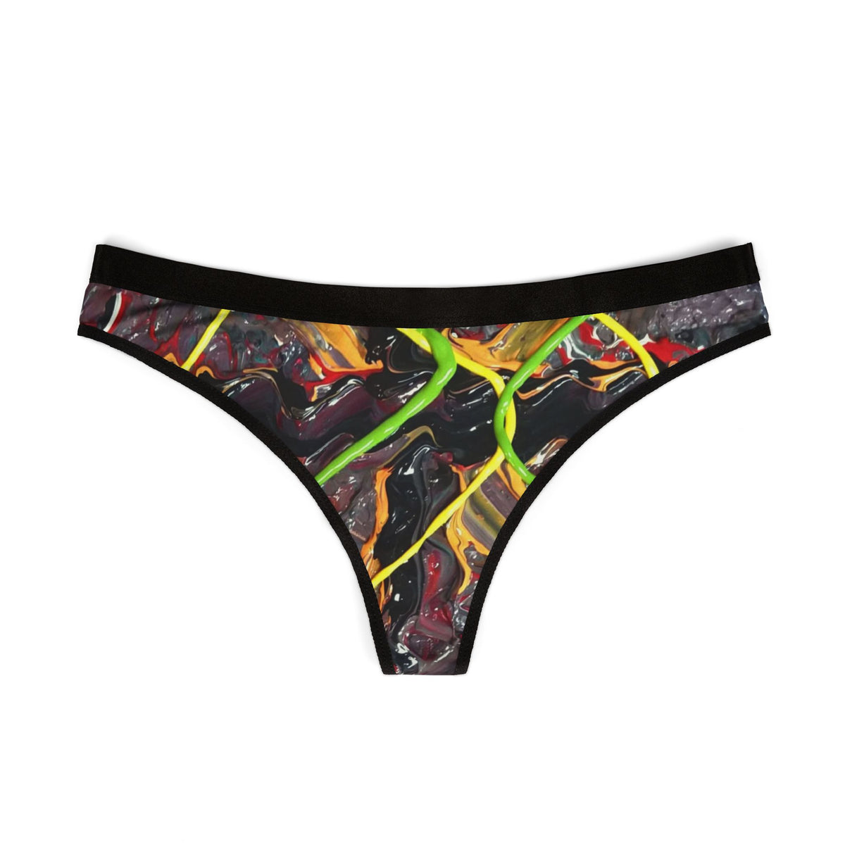 Abstract Neon Drip Women's Thong - Colorful Art Print AOP