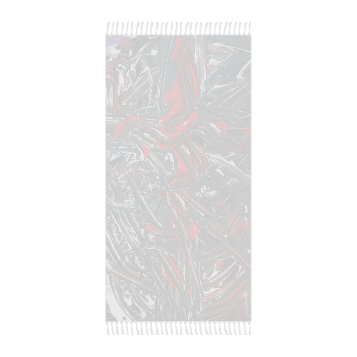 Boho Beach Towel — Abstract Red & Gray Textured Fringe Beach Cloth