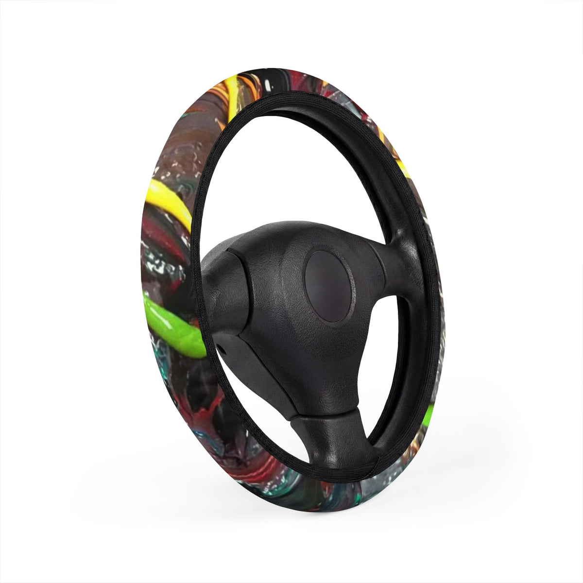 Abstract Neon Swirl Steering Wheel Cover