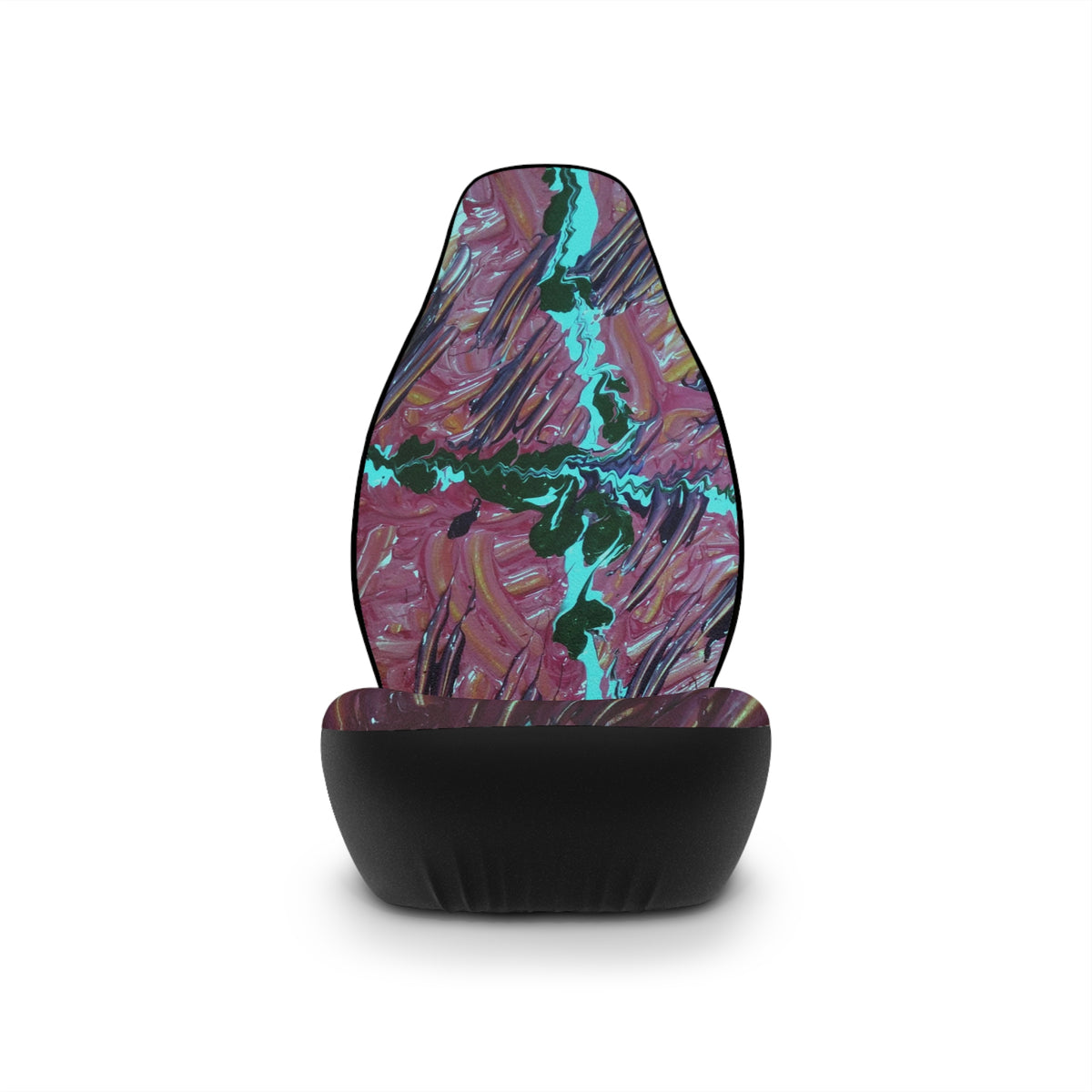 Abstract Maroon & Teal Car Seat Covers — Artistic Brushstroke Pattern