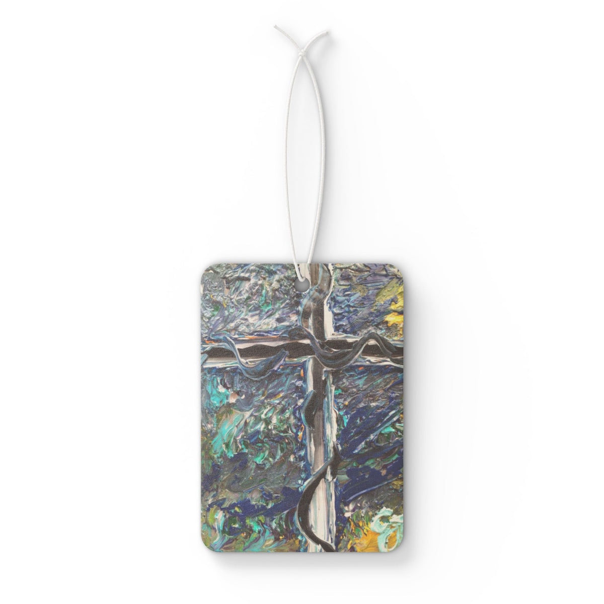 Cross Reflection Car Air Freshener – Abstract Metallic Cross Design