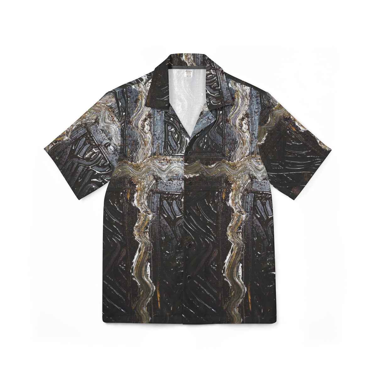 Men's Hawaiian Shirt — Dark Rustic Cross Pattern All-Over Print
