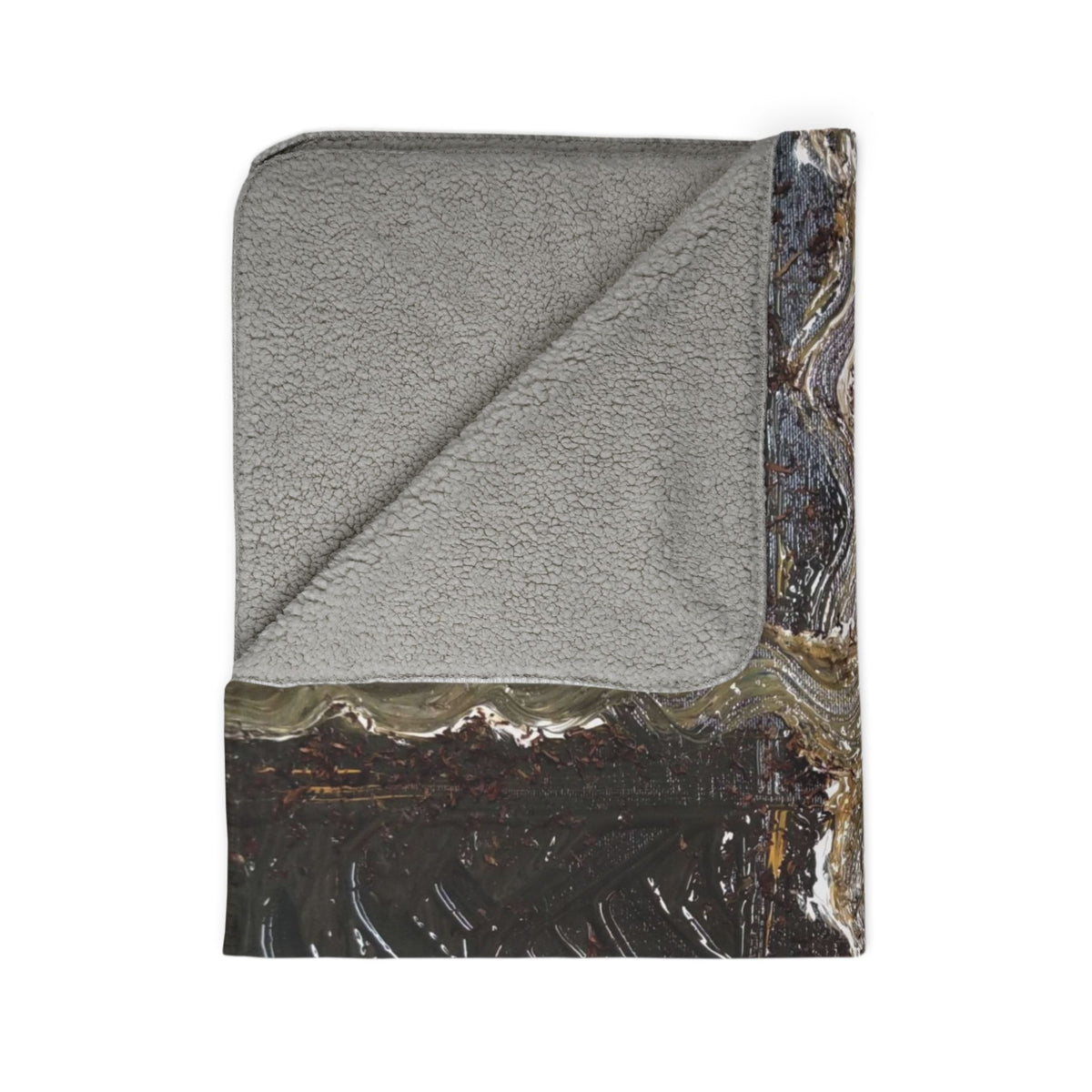 Abstract Cross Fleece Sherpa Blanket — Dark Textured Art Cozy Throw