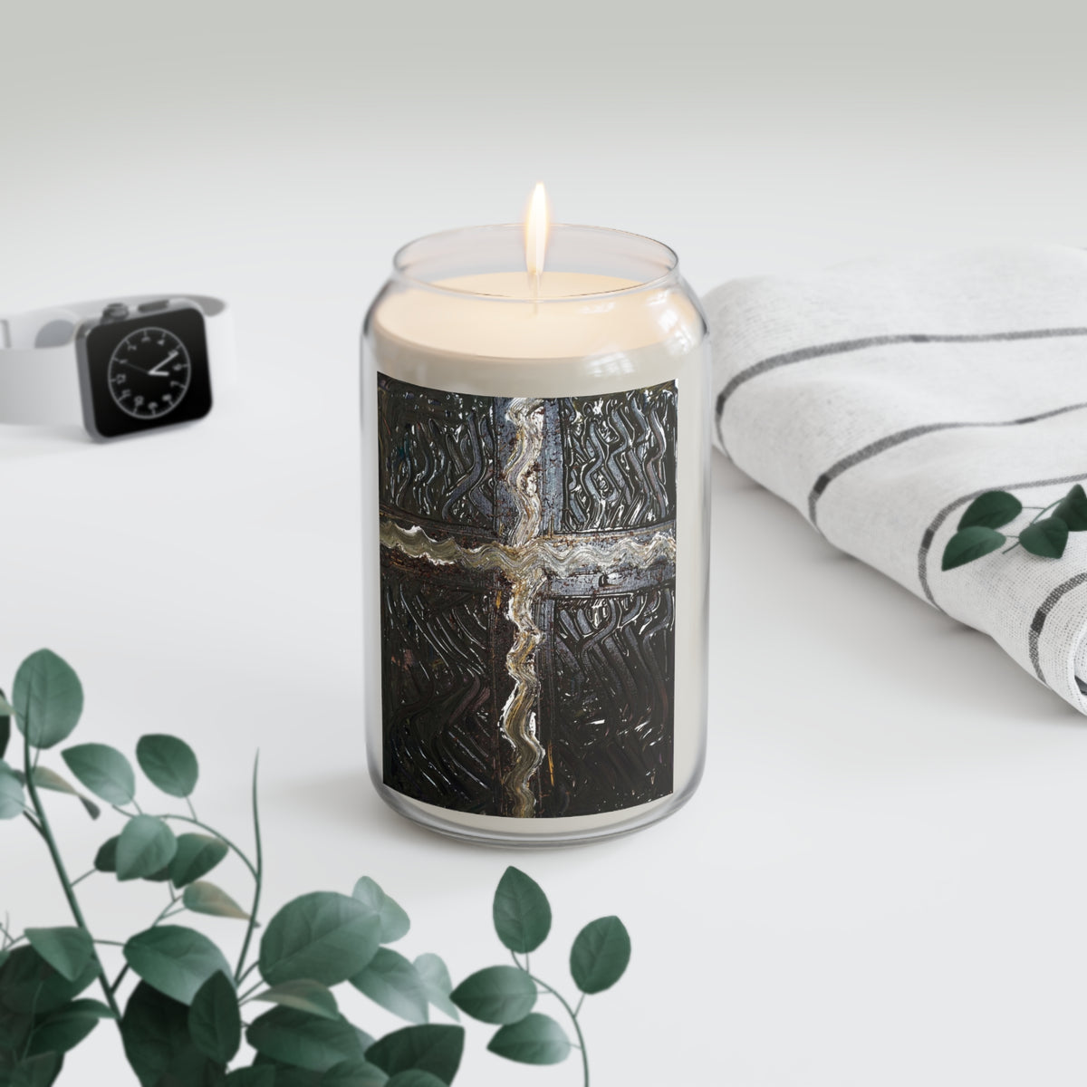13.75 oz Scented Soy Candle — Earthy Cross Aroma | Rustic Home Fragrance