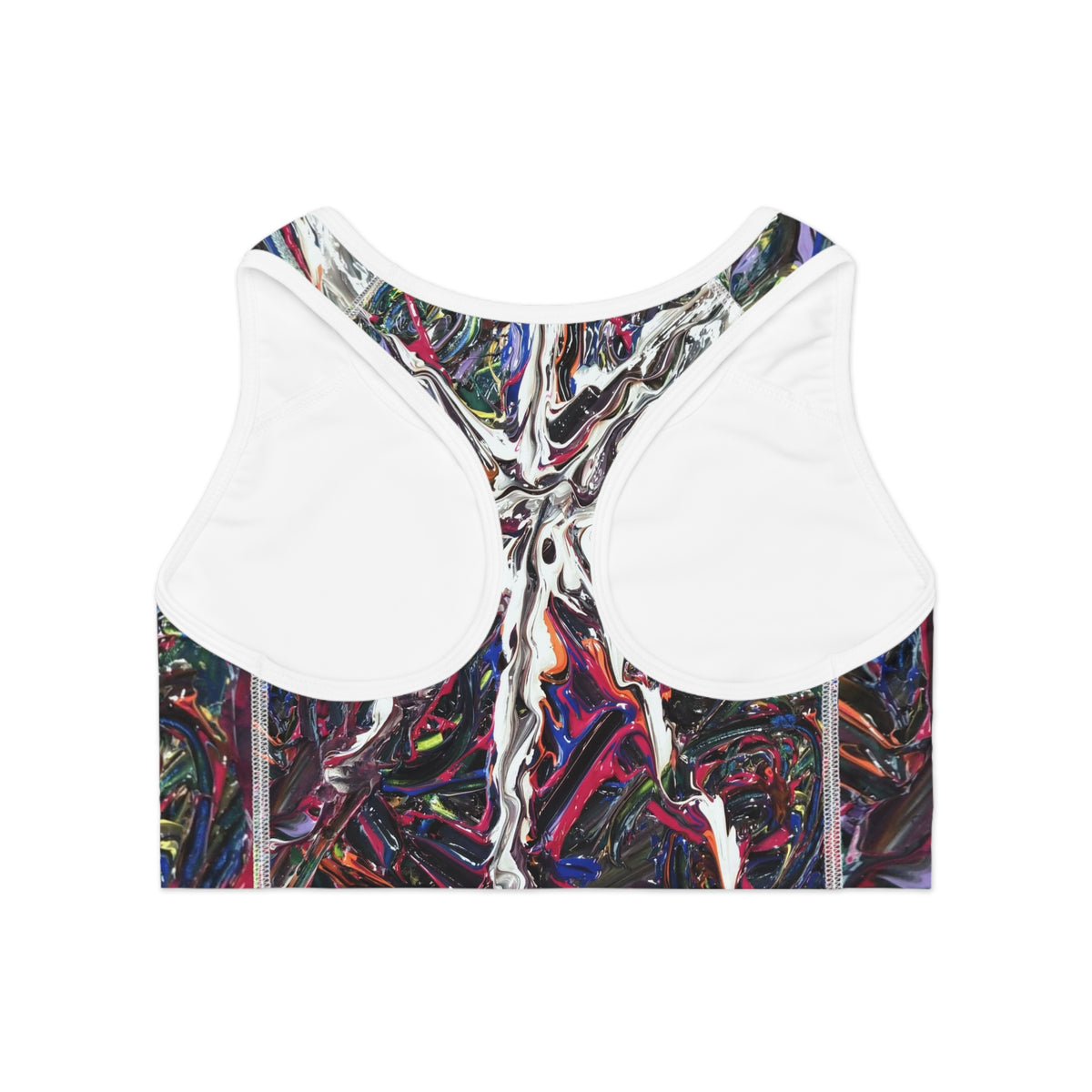 Abstract Paint Splash Sports Bra — Bold All-Over-Print Athletic Crop