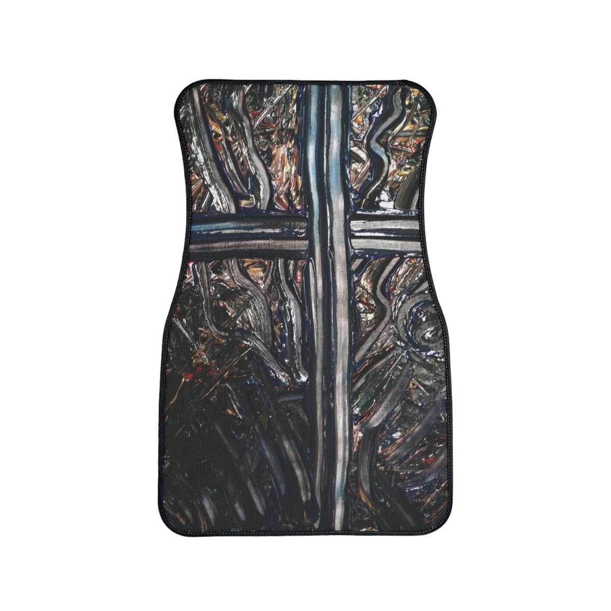 Abstract Metallic Cross Car Floor Mat — Single Non-Slip Auto Mat