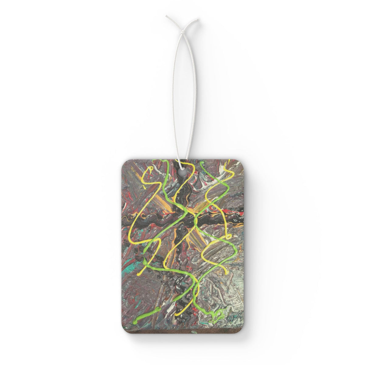 Abstract Neon Swirl Car Air Freshener – Vibrant Modern Design
