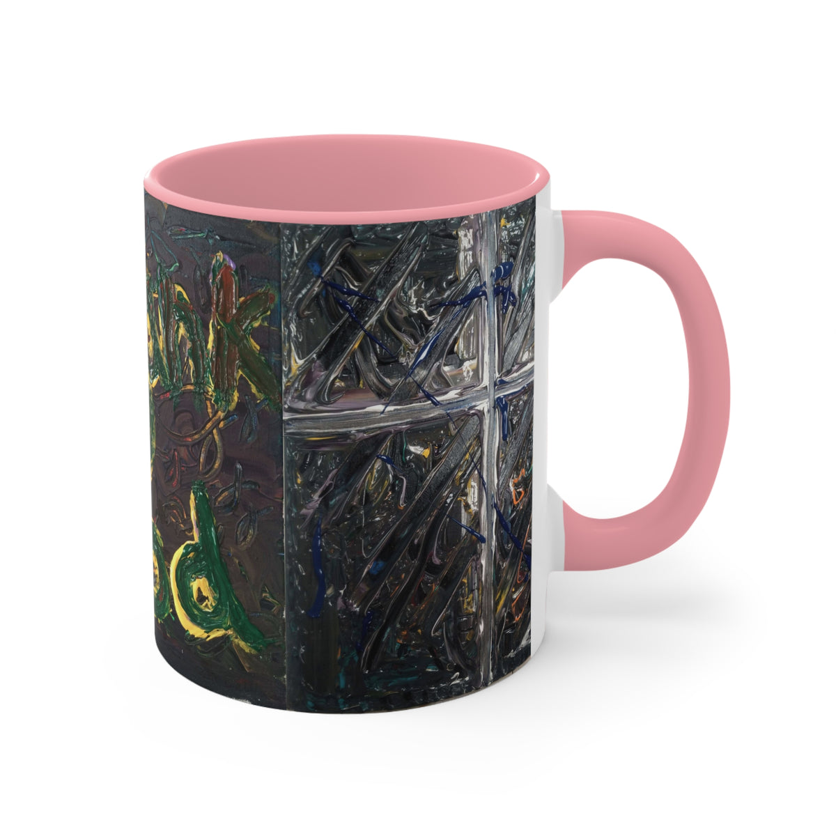 Accent Mug — Colorful Abstract "Try God" Art Ceramic Coffee Cup