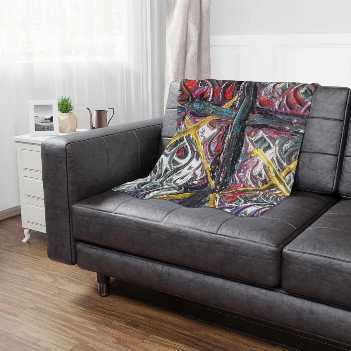 Artistic Minky Blanket for Comfort, Cozy Home Decor, Unique Gift, Bohemian Vibe, Colorful Blanket for All Occasions