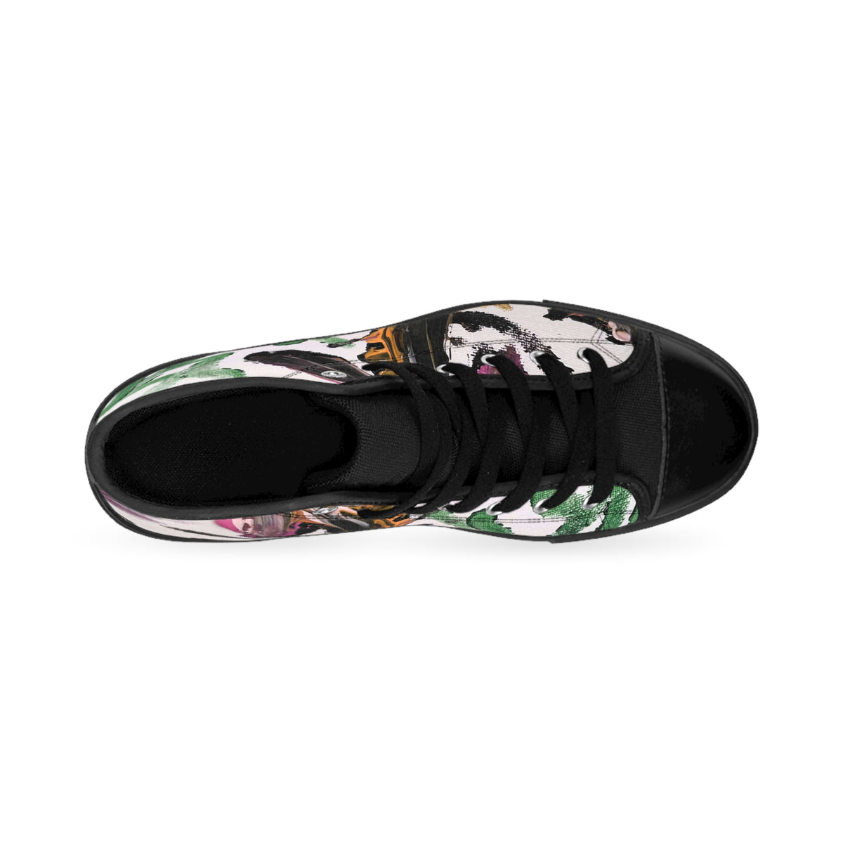 Abstract Watercolor Cactus High-Top Sneakers — Women's Artistic Desert Print
