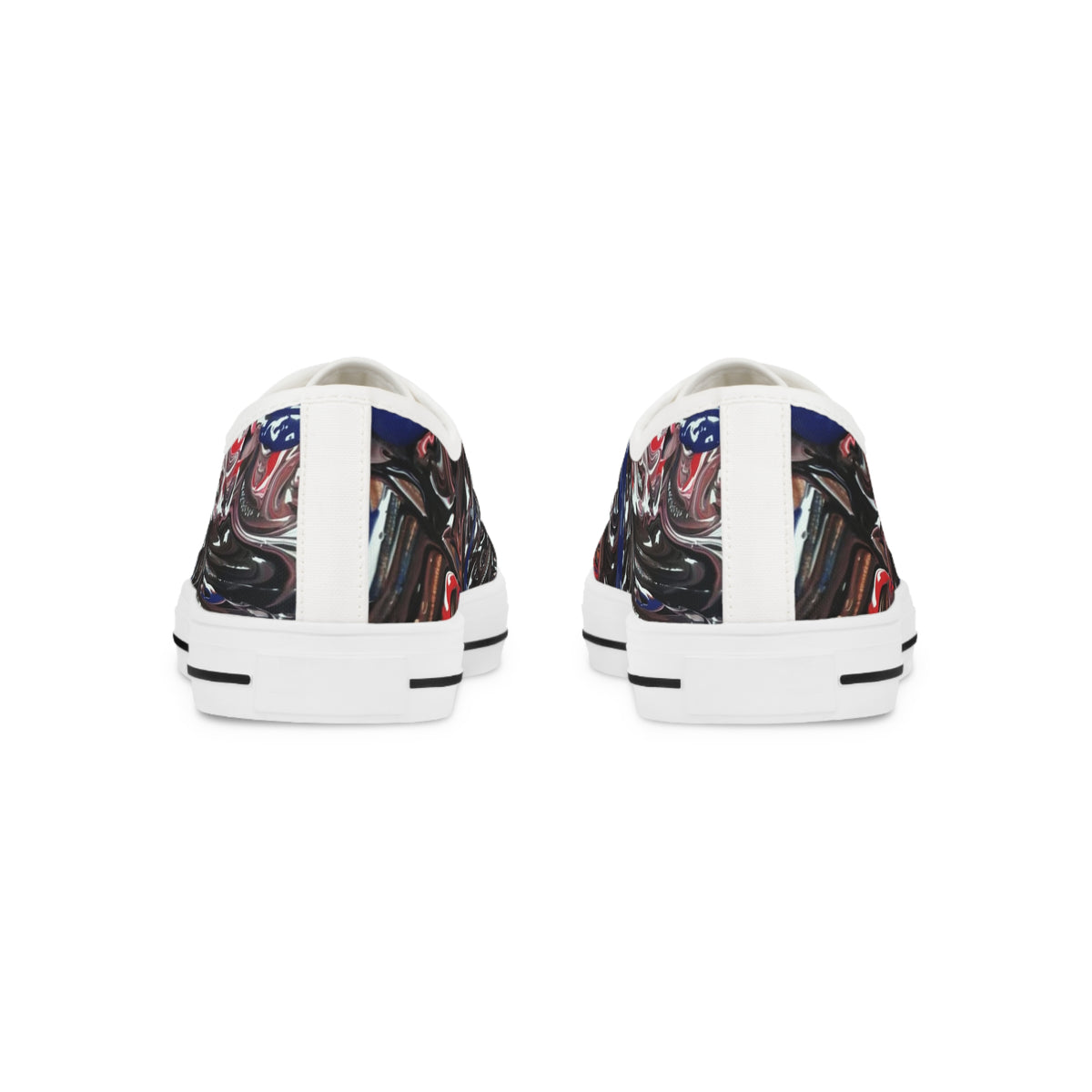 Low Top Sneakers — Dark Abstract Skull Graphic Men’s Canvas Shoes