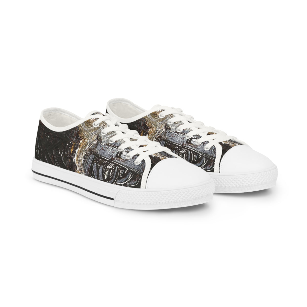 Vintage Motorcycle Engine Men’s Low Top Sneakers — Classic Biker Print