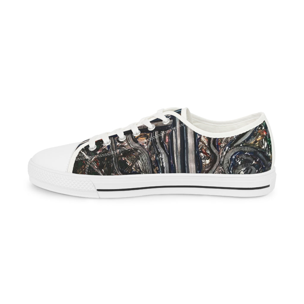 Low Top Sneakers — Dark Abstract Stripes Casual Shoes