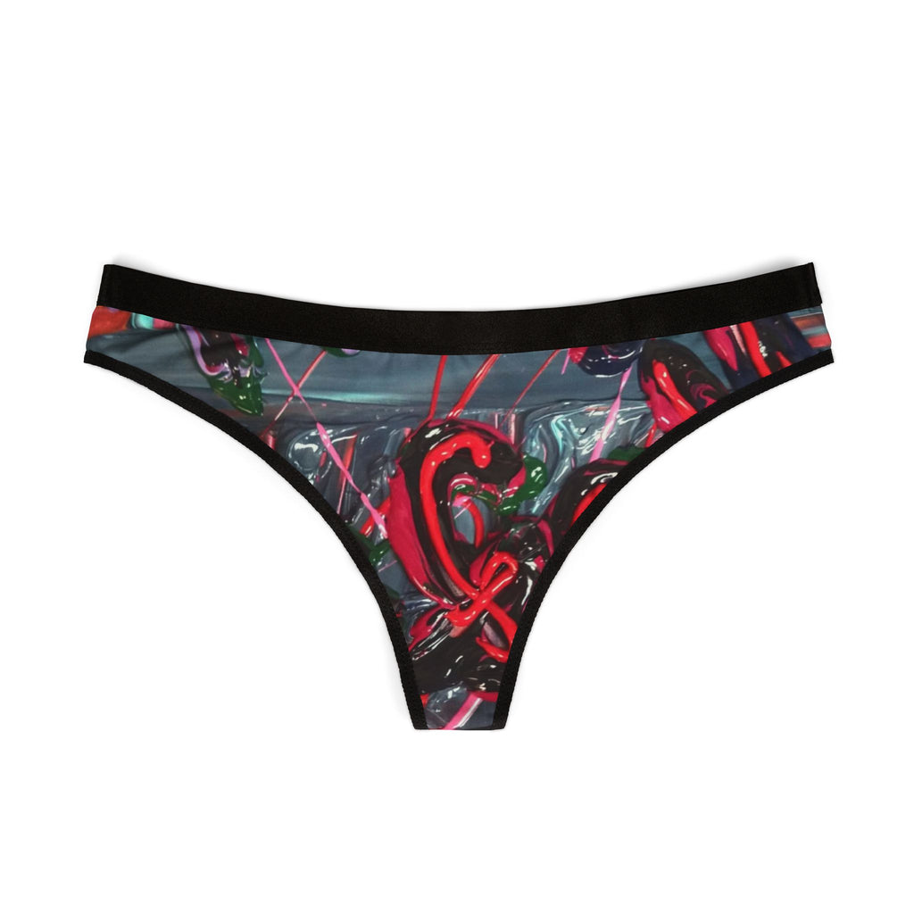 Neon Heart Graphic Thong - Women's Sexy Printed Underwear