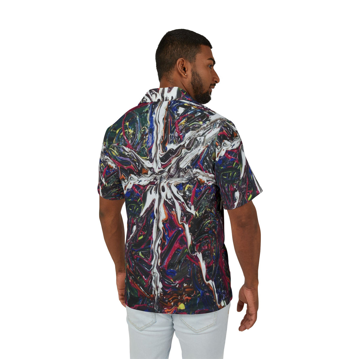 Abstract Swirl Hawaiian Shirt - Men’s All-Over Print Camp Shirt