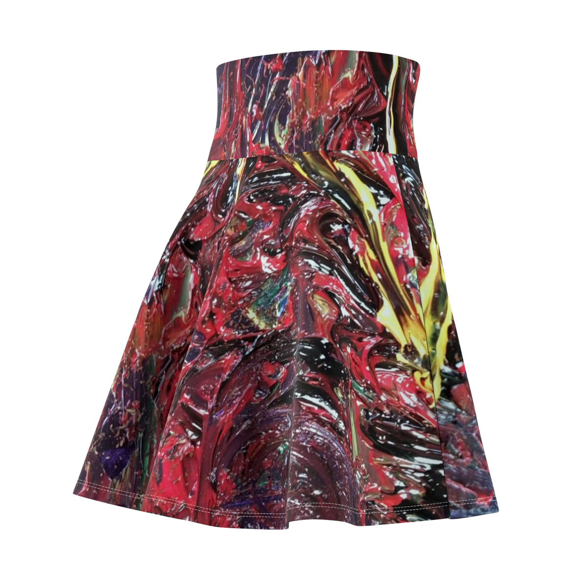 Abstract Red Swirl Skater Skirt – Artistic All-Over Print