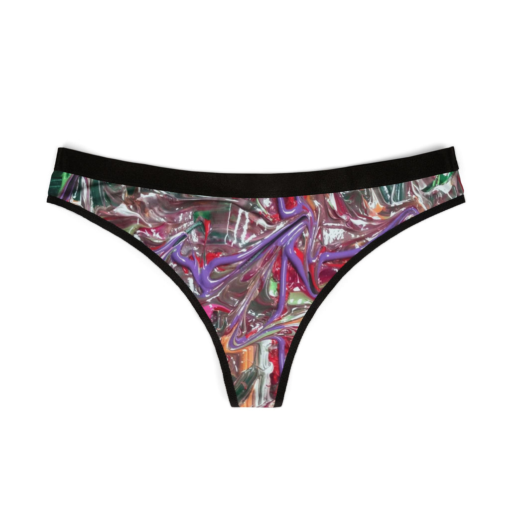 Abstract Art Women's Thong - Colorful Swirl All-Over Print