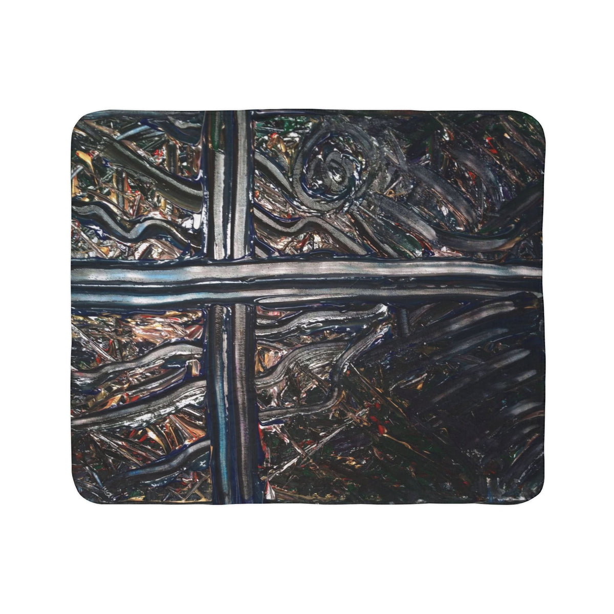 Sherpa Blanket — Abstract Textured Cross Design, Cozy Fleece Throw for Home & Gifts
