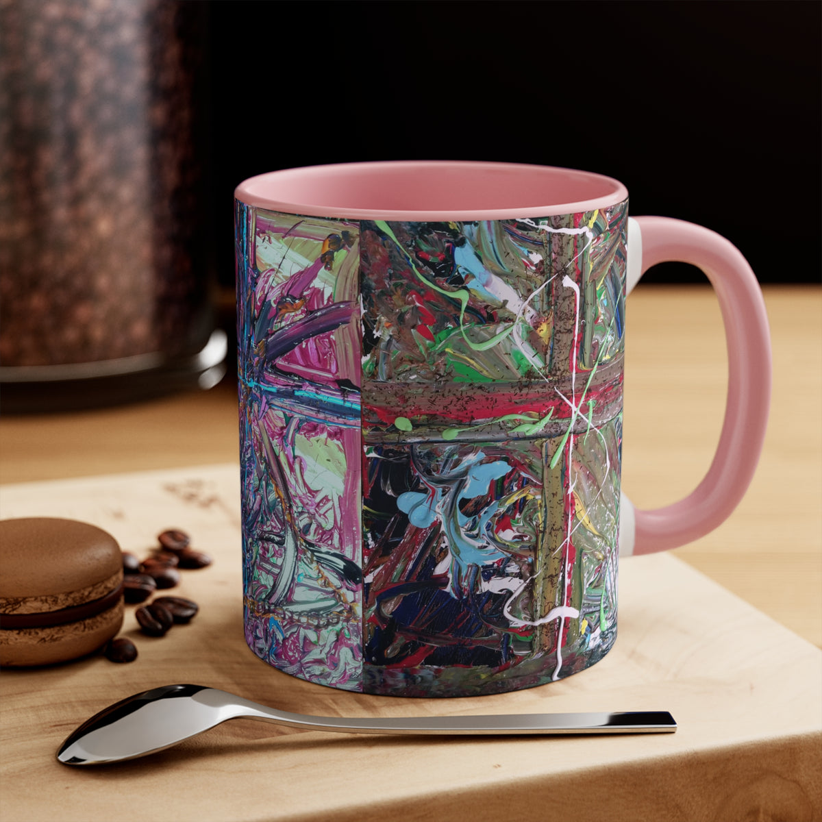 Abstract Colorburst Accent Mug — Pink Interior