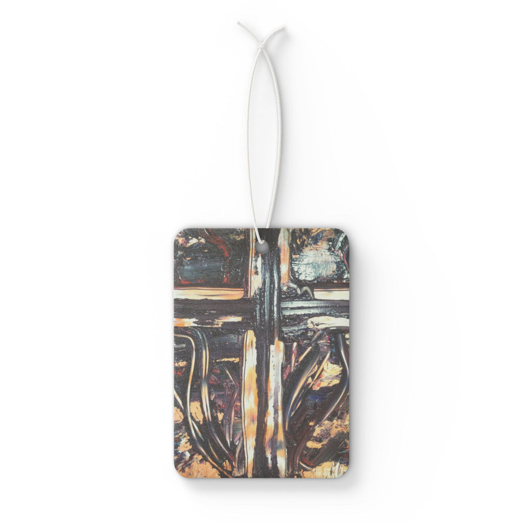 Car Air Freshener — Rustic Metal Cross Design Air Freshener (Religious, Inspirational)