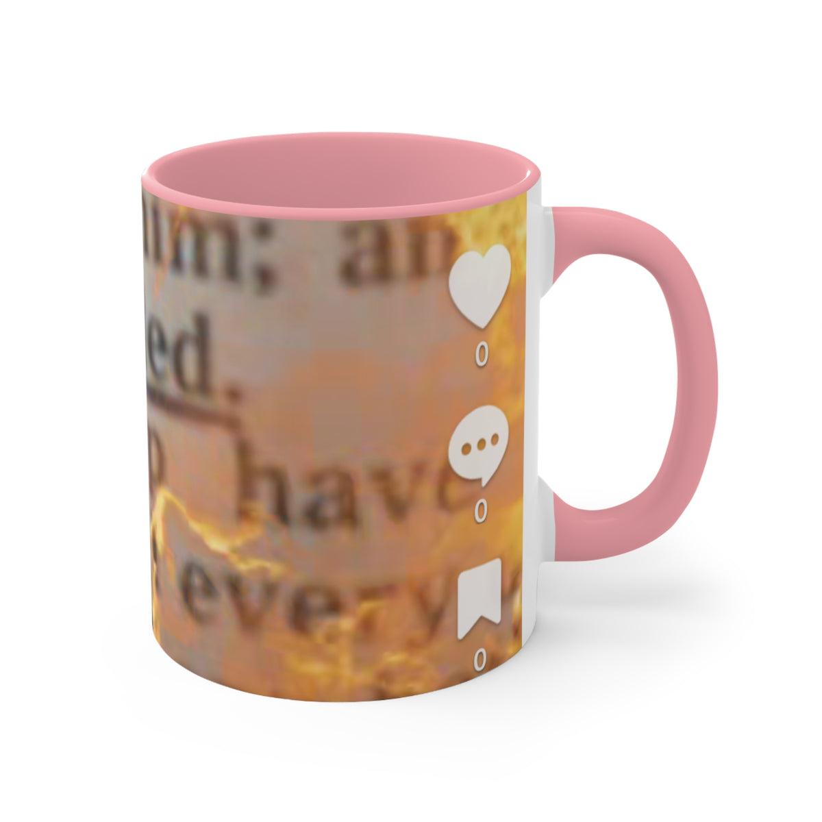 Inspirational Scripture Accent Mug — "Healed" Text Design, Pink Interior