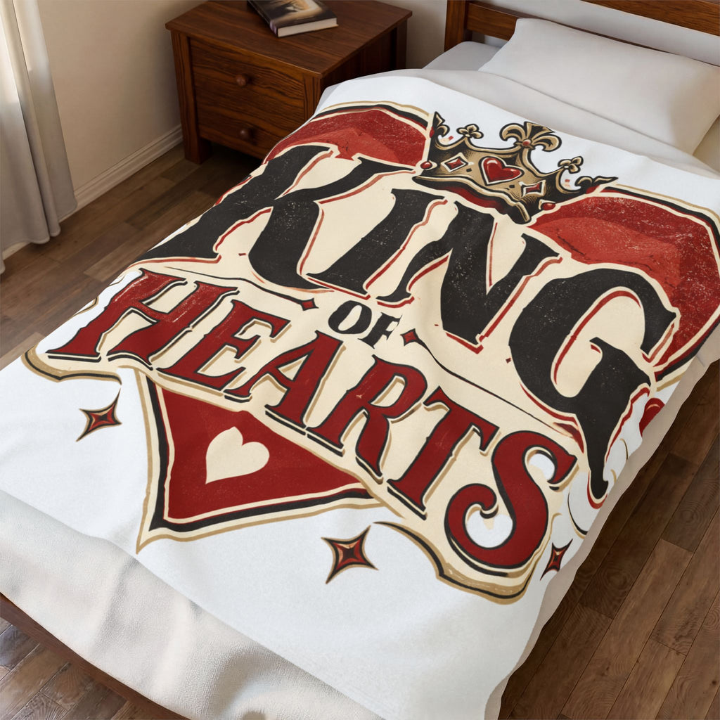 King of Hearts Velveteen Plush Blanket