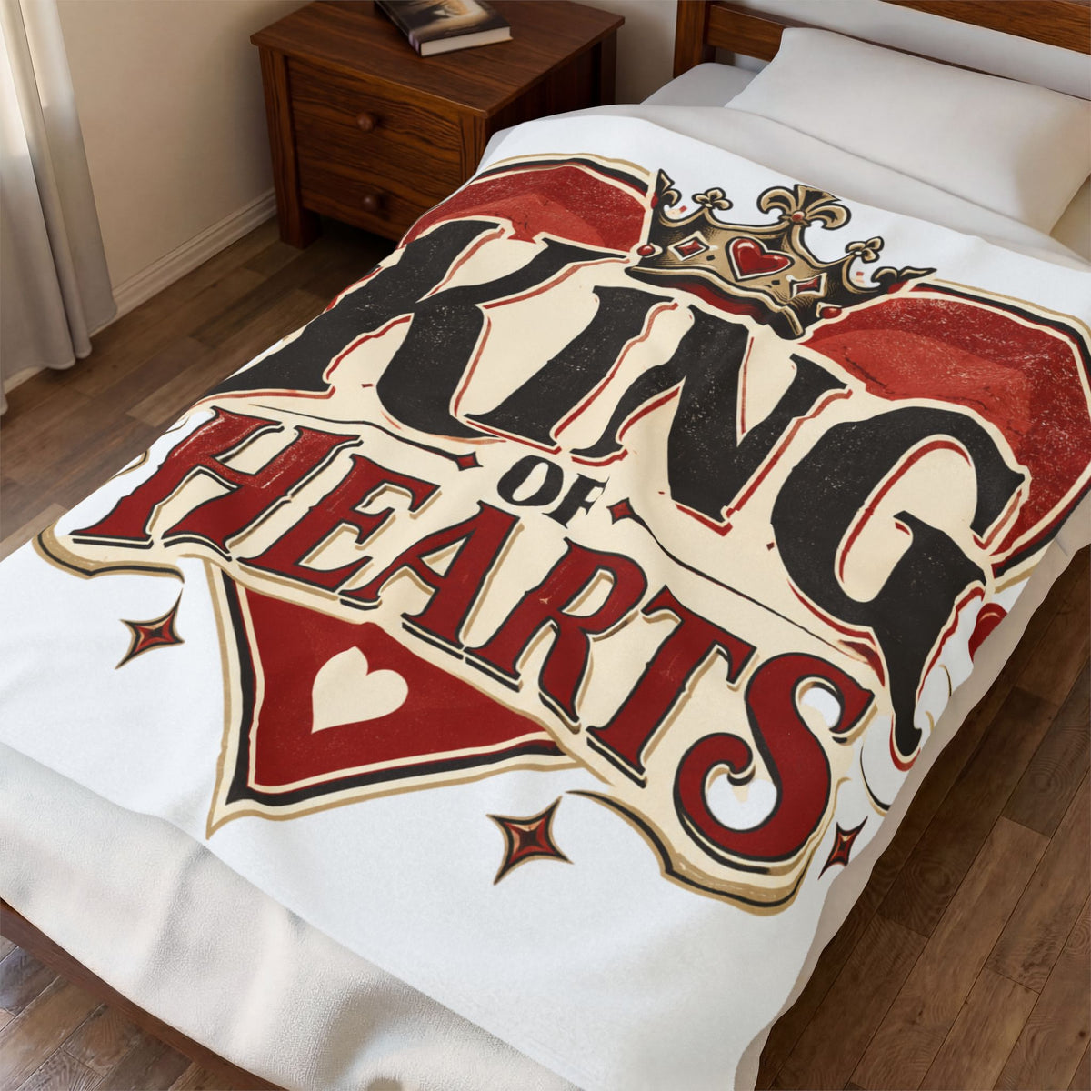 King of Hearts Velveteen Plush Blanket