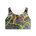 Abstract Neon Paint Sports Bra — Artistic All-Over-Print Activewear