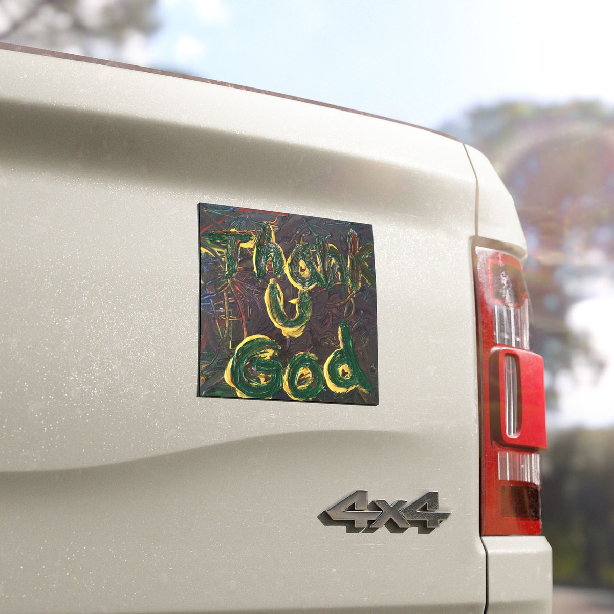 Car Magnet — 'Thank You God' Hand-Painted Inspirational Religious Magnet