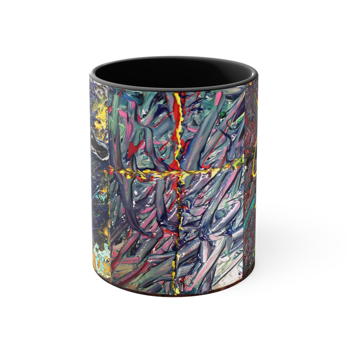 Abstract Cross Accent Mug — Colorful Textured Canvas Ceramic Coffee Cup