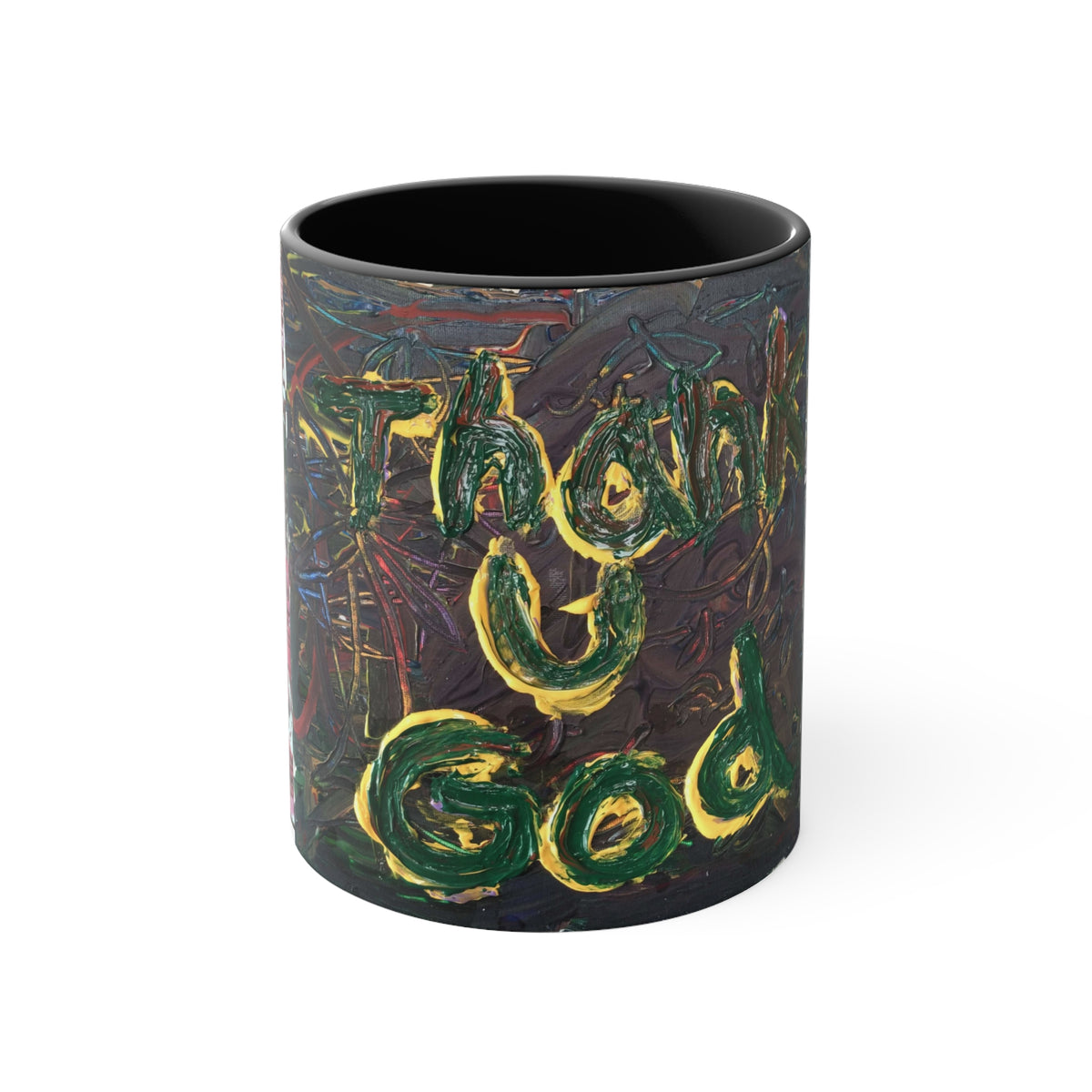 Accent Mug — Colorful Abstract "Try God" Art Ceramic Coffee Cup