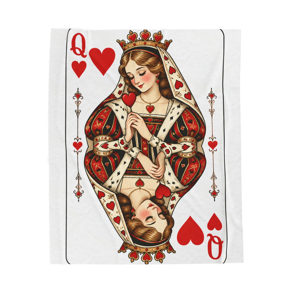 Queen of Hearts Playing Card Velveteen Plush Blanket