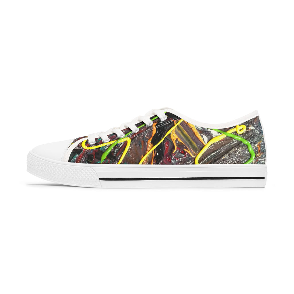 Abstract Neon Graffiti Low Top Sneakers — Women's Artistic Streetwear