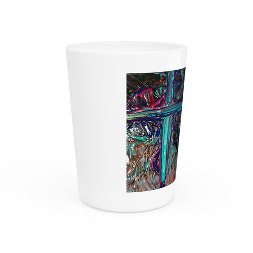 A artistic Vibrant Art Shot Glass, Colorful Barware, Unique Gift for Friends, Fun Party Accessory, Home Decor, Collectible Glassware