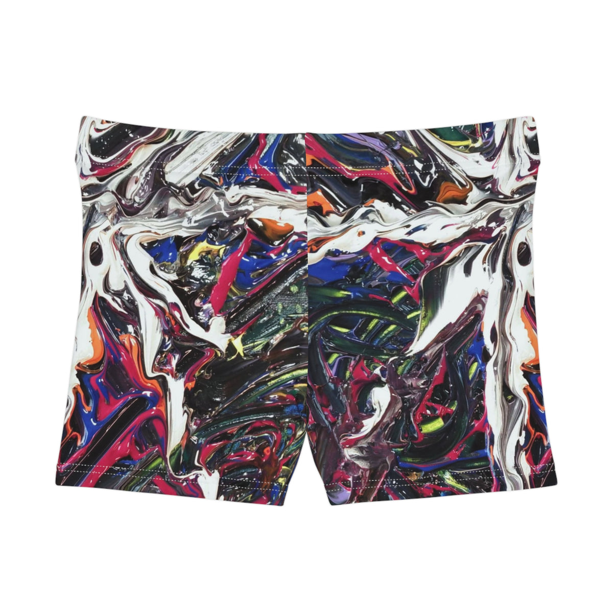 Abstract Paint Swirl Women's Shorts — All-Over Print Athletic Lounge Shorts