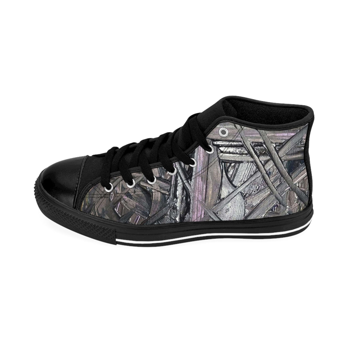 High-Top Sneakers — Abstract Twisted Wood Pattern